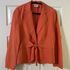Armani Collezioni coral tie-waist linen blazer size 10